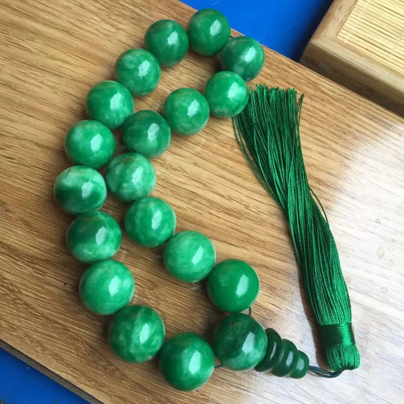 Bracelet Beaded Men - Natürliche Grüne Jade Armbänder 13mm Perlen