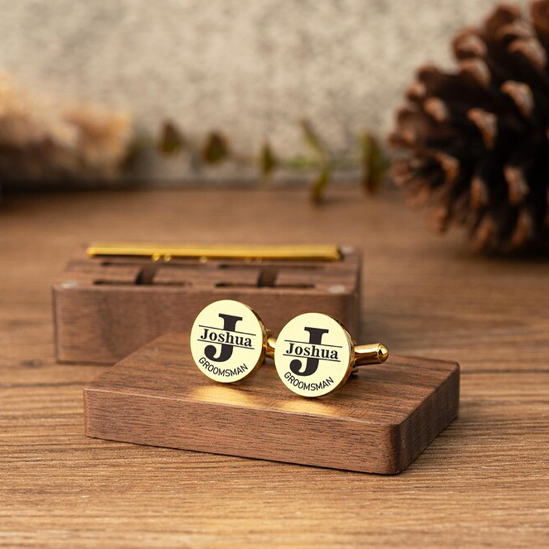 Tie Clip Set - Personalisierte Manschettenknöpfe für Trauzeugen, Krawattenklammer-Set, gravierte
