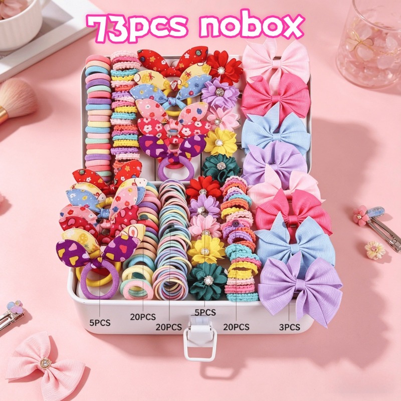 Tie Clip Set - 73-teiliges Set mit neuen Stoff-Haaraccessoires für